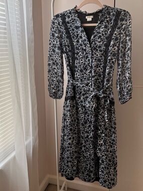 Shoshanna Floral Black and White Dress Size 0